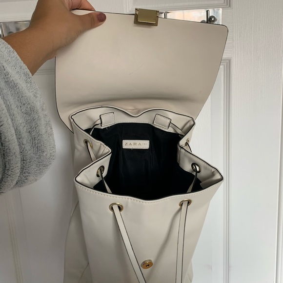 White Faux Leather Drawstring Backpack - Picture 8 of 9